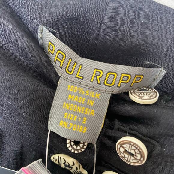 Paul Ropp Women's Black Silk Pants Vintage Size 3 US Y2K 90s Regular Fit NEW - Picture 8 of 12